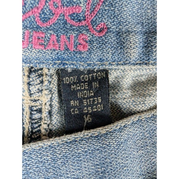 IZOD Jeans WOMEN 16 Blue Stretch Wide Leg PINK PATCHES Classic Ladies Vintage - Picture 3 of 8